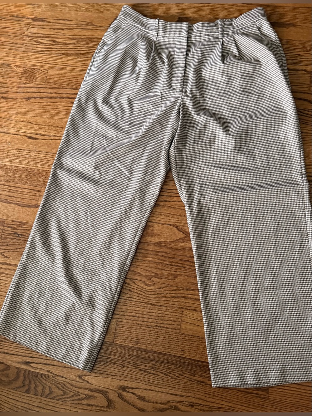 Nine West Women’s XL (40x29) Brown and Tan Houndstooth Wide Leg Dress Pants